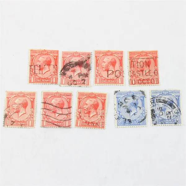 Lot Of 9 Great Britain King George V 1p 2.5d Stamps Used