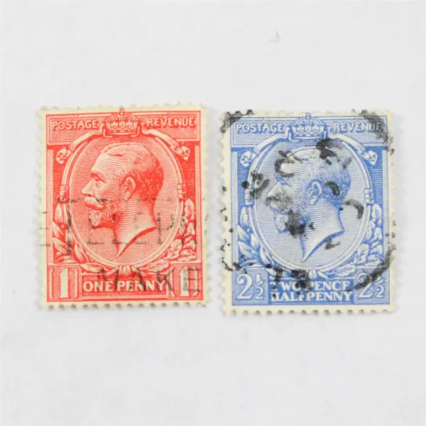 Lot Of 9 Great Britain King George V 1p 2.5d Stamps Used