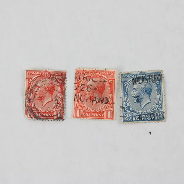 Lot Of 8 Great Britain King George V 1 Penny 2 Pence Halfpenny Stamps Used