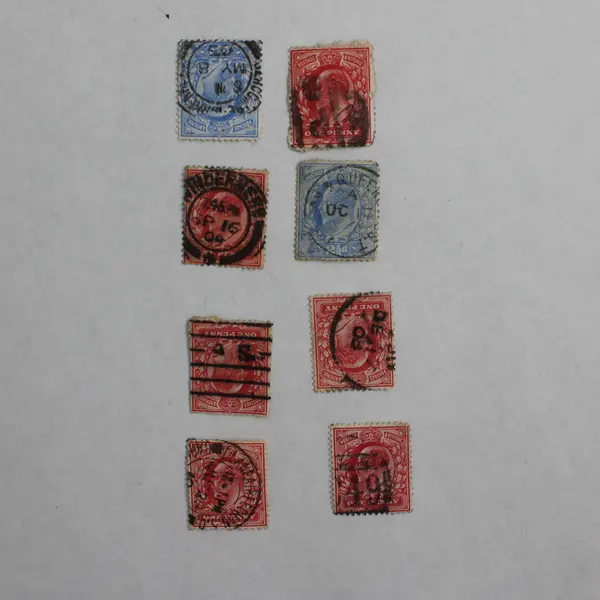 Lot Of 8 Great Britain King Edward VII One Penny 2.5p Stamps Used