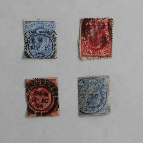 Lot Of 8 Great Britain King Edward VII One Penny 2.5p Stamps Used