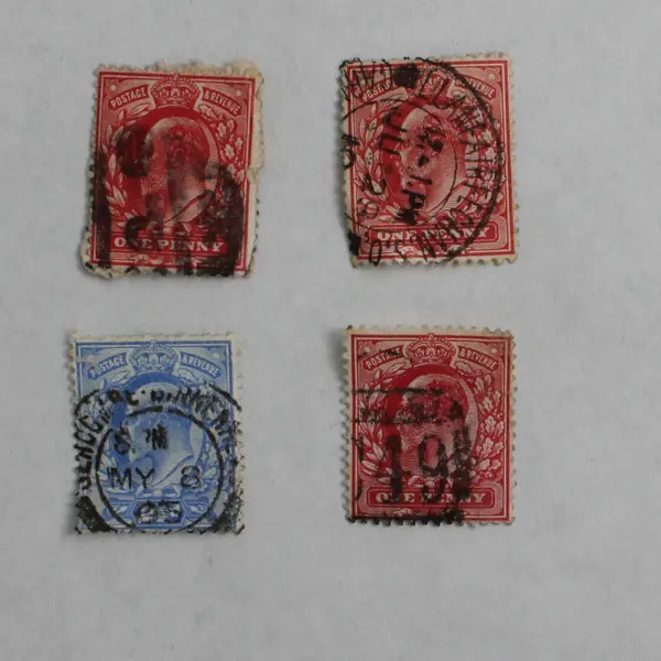 Lot Of 8 Great Britain King Edward VII One Penny 2.5p Stamps Used