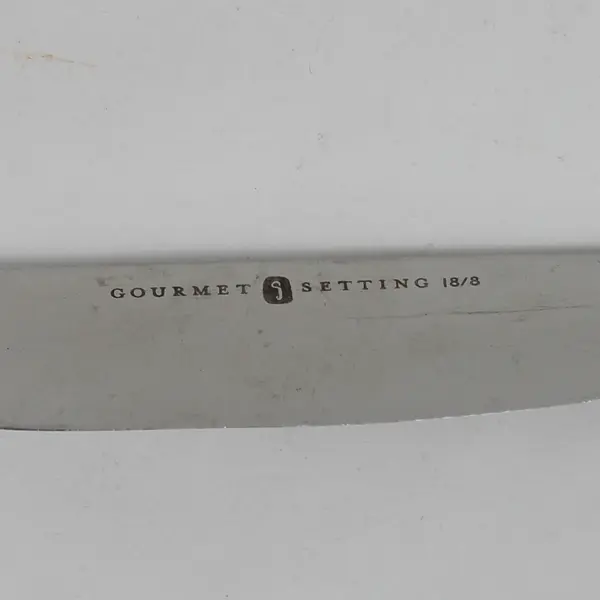 Lot of 7 Gourmet Settings New Wave Dinner Knives Stainless Steel Oxidized Handle