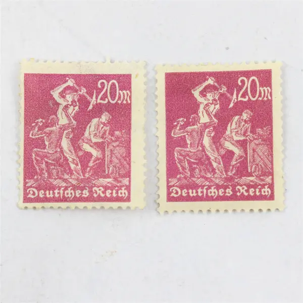 Lot Of 9 Weimar Germany Worker Farmer 5/20/25/40 Mark 100 Pfennig Stamps Used