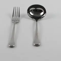 Lot of 2 Robert Welch Iona Tour Pattern 18/10 SS Salad Fork Gravy Ladle Rare HTF
