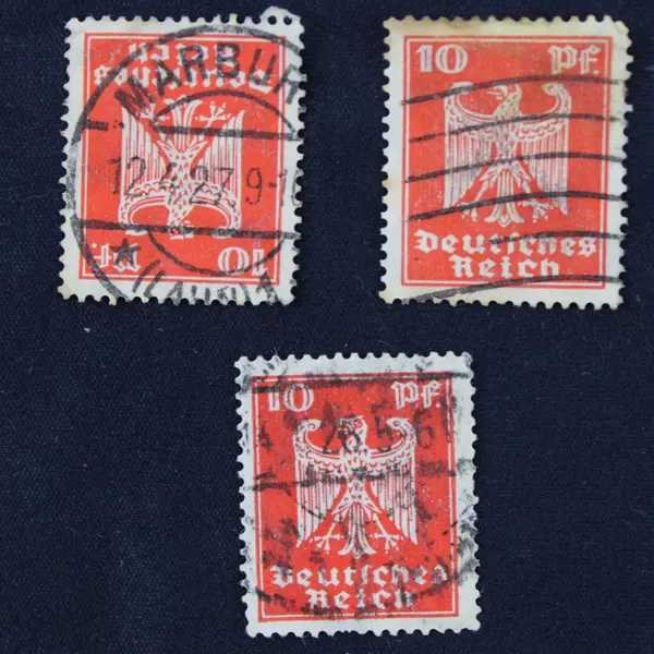 Lot Of 10 Germany Imperial Eagle 3/5/10 Pfennig Stamps Used 1920s