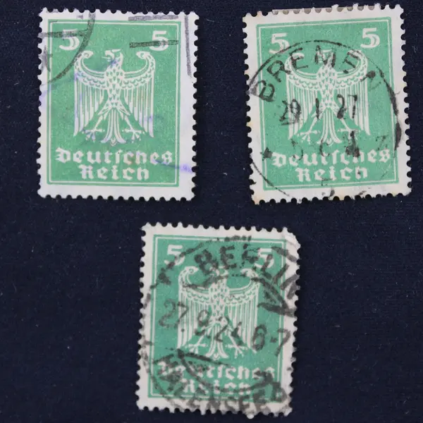 Lot Of 10 Germany Imperial Eagle 3/5/10 Pfennig Stamps Used 1920s