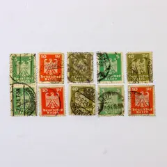Lot Of 10 Germany Imperial Eagle 5/10/40 Pfennig Stamps Used 1920s