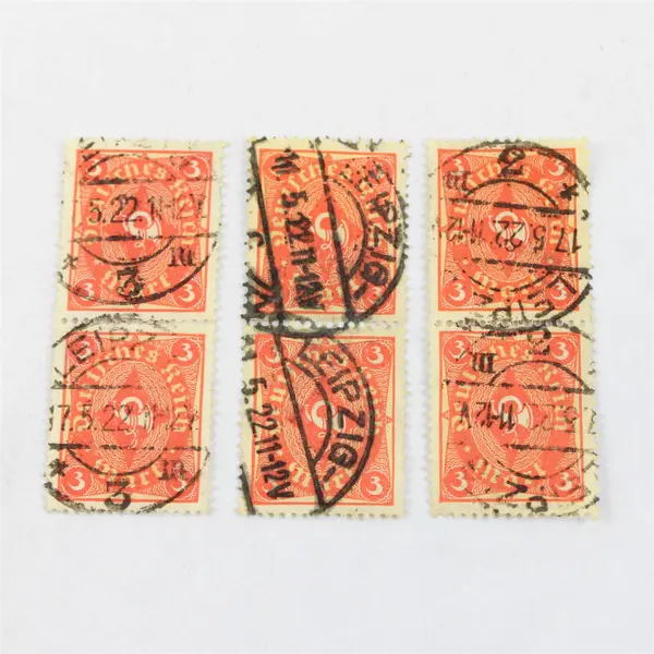 Lot Of 4 Germany Deutsches Reich Posthorn 2M 3M Stamp Pairs Used (8 Total)