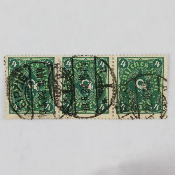 Lot Of 4 Germany Posthorn Stamp Pairs/Strips 3M/4M Used (10 Stamps Total)