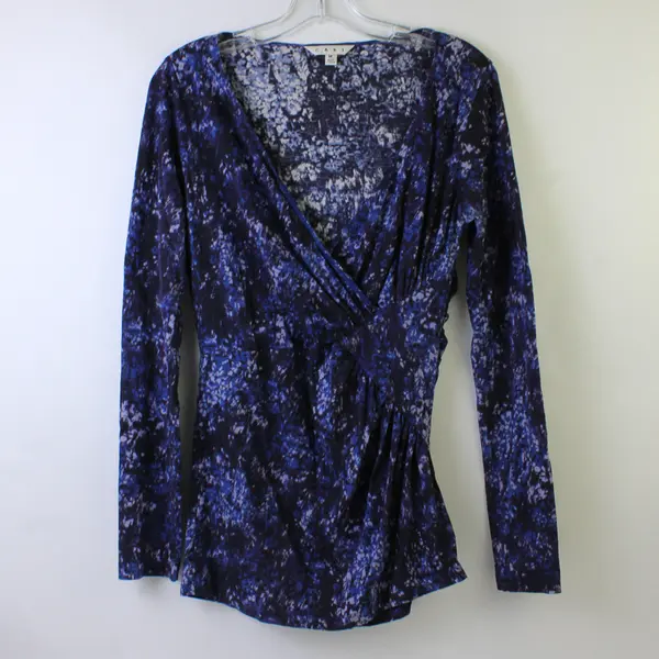 CAbi Women's M Blue Wrap Top Long Sleeve Blouse