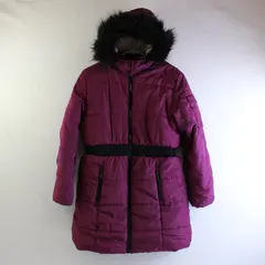 Hudson Kids L (12-14) Purple Faux Fur Hood Winter Long Full Zip Puffer Jacket