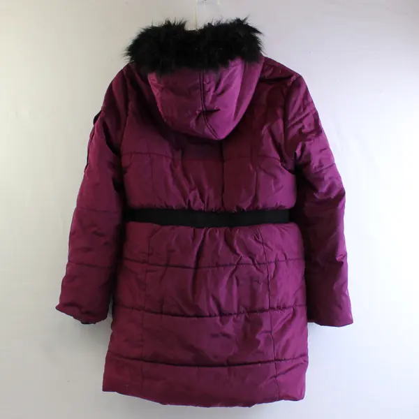 Hudson Kids L (12-14) Purple Faux Fur Hood Winter Long Full Zip Puffer Jacket