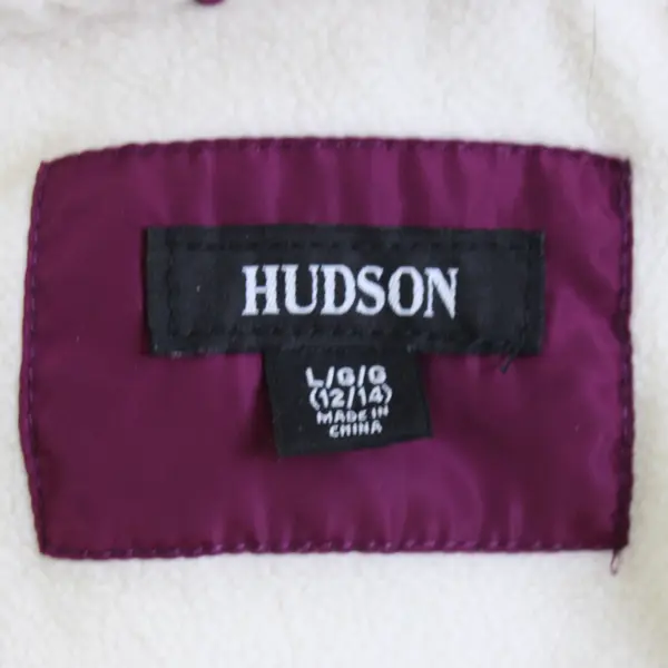 Hudson Kids L (12-14) Purple Faux Fur Hood Winter Long Full Zip Puffer Jacket