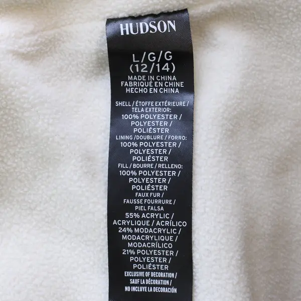 Hudson Kids L (12-14) Purple Faux Fur Hood Winter Long Full Zip Puffer Jacket