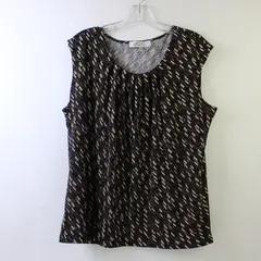 Kasper Women's Geometric Print Pleated Sleeveless Top Size XL
