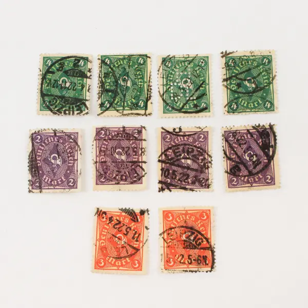 Lot Of 10 Germany Deutsches Reich Posthorn 2/3/4 Mark Stamps Used Canceled