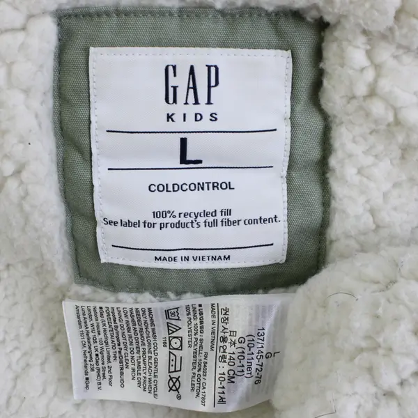 GAP Kids Youth L Green Hooded Cold Control Sherpa Lined Parka