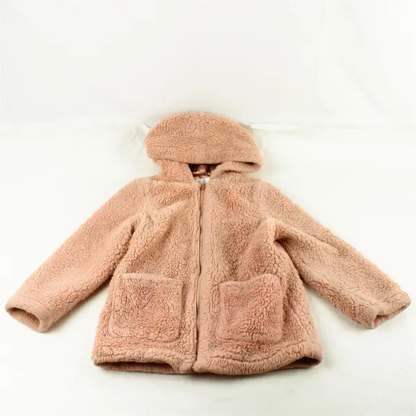 Urban Republic Girls Collection Size S 7/8 Pink Faux Fur Hooded Zip Up Jacket
