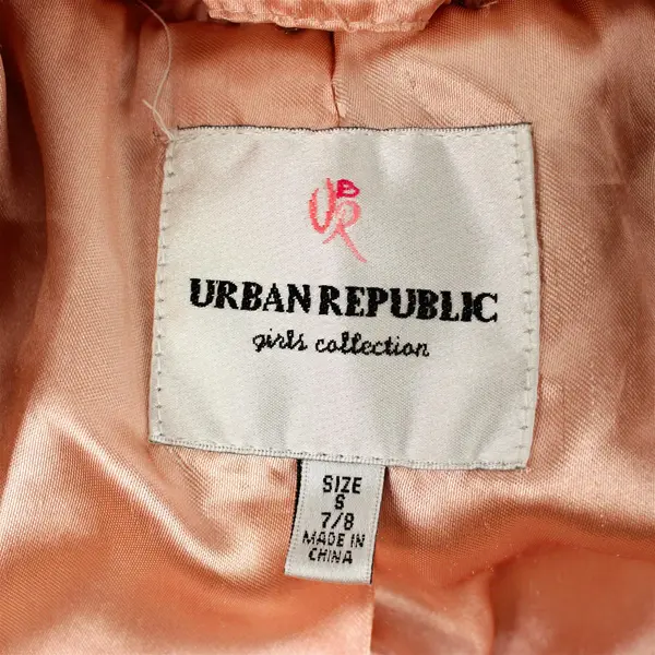 Urban Republic Girls Collection Size S 7/8 Pink Faux Fur Hooded Zip Up Jacket