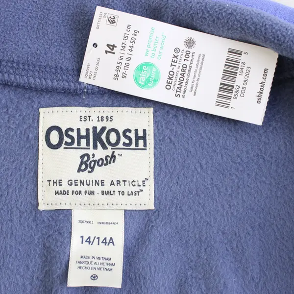 NWT Osh Kosh B'gosh Youth 14/14A Blue Full Zip Fleece Jacket