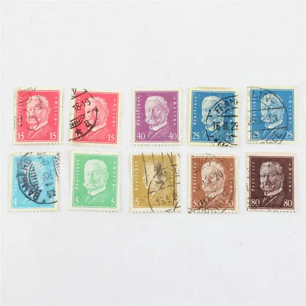 Lot Of 10 Germany Hindenburg 3/4/5/15/25/40/50/80 Pfennig Stamps Used 