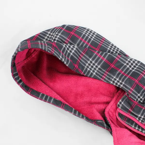 Free Country Girl's  L Gray/Pink Plaid Hybrid Full Zip Removable Hood Jacket