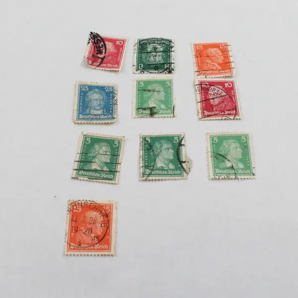 Lot Of 10 Germany Deutsches Reich Famous German 5/8/10/15/25 Pfennig Stamps Used