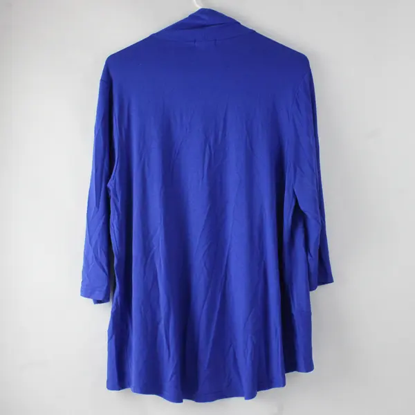  Yekaty Blue Open Front Cardigan Draped 3/4 Sleeve Women L