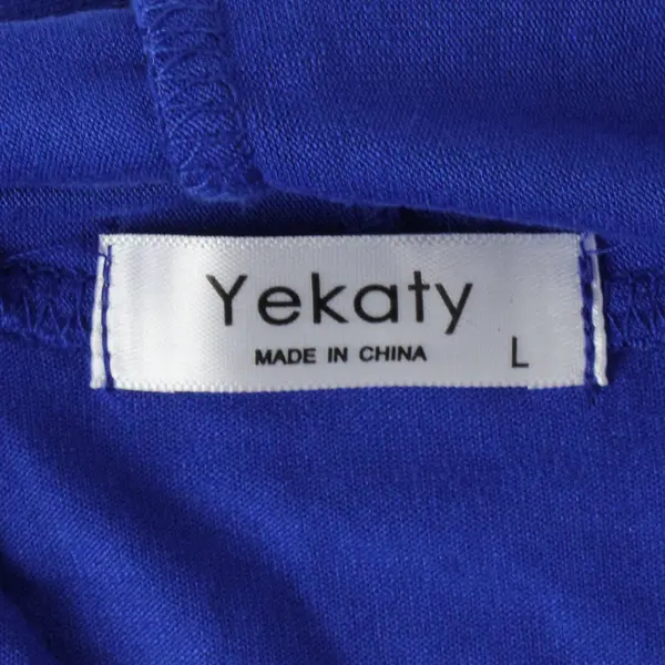  Yekaty Blue Open Front Cardigan Draped 3/4 Sleeve Women L