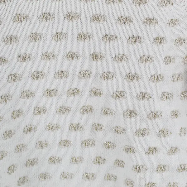 Maison Jules Women's M White w/ Gold Metallic Cotton Knit Long Sleeve Sweater