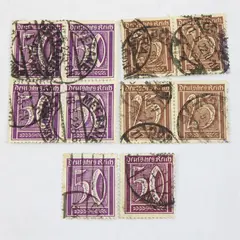 Lot Of 10 Germany Deutsches Reich 25/50 Pfennig Stamps Used 1920s