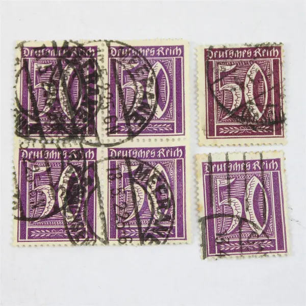 Lot Of 10 Germany Deutsches Reich 25/50 Pfennig Stamps Used 1920s