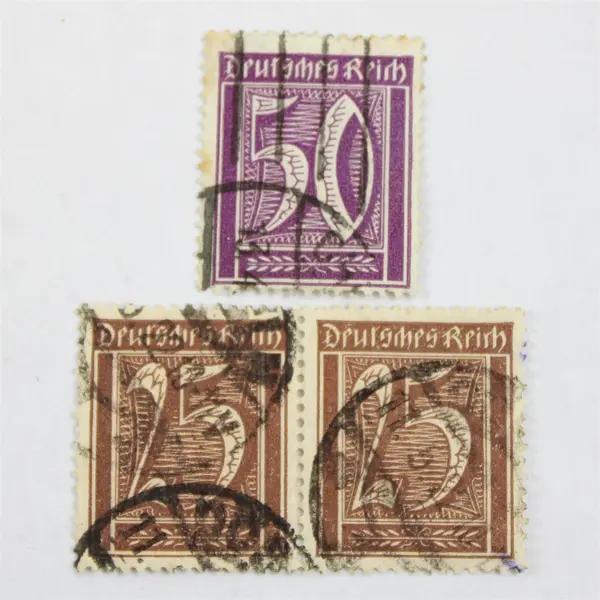 Lot Of 10 Germany Deutsches Reich 25/50 Pfennig Stamps Used 1920s