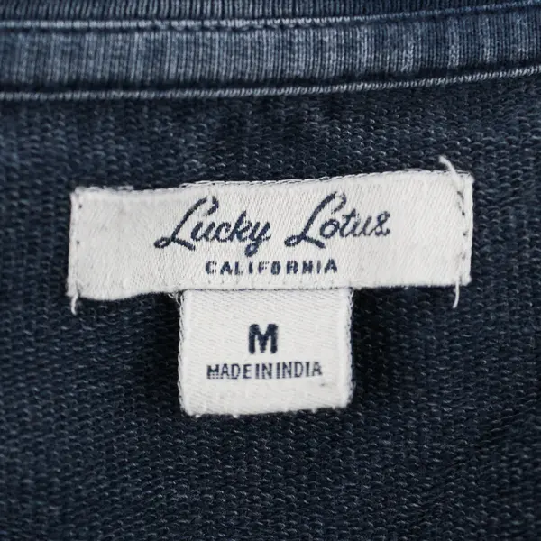 Lucky Lotus Women's M Blue Floral Lacy Cut Out Long Sleeve Cotton Pullover