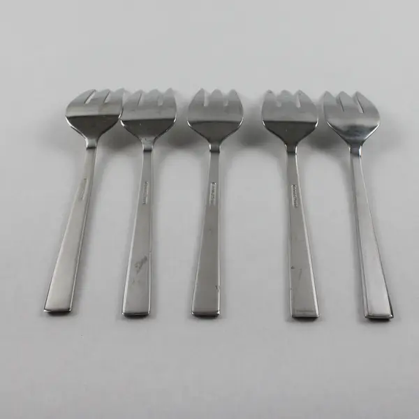 Lot of 5 Dansk Meridian Pattern 18/10 SS Large Cold Meat Serving Forks 9"