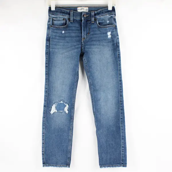 Abercrombie Kids Girls 9/10 Regular Medium Wash Blue Distressed Skinny Jeans
