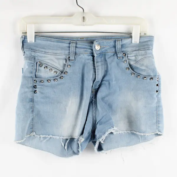 Dimple The Original Women's 38 (31) Light Wash Denim Studded Daisy Duke Shorts