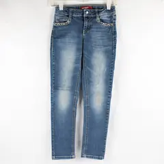 Arizona Kids Girl's 10 Regular Medium Wash Blue Skinny Embellished Denim Jeans 