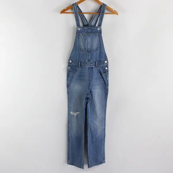 Old Navy Junior Girls L 10-12 Light Blue Denim with Adjustable Straps Overalls