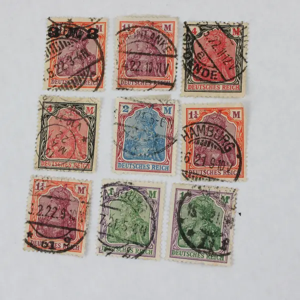 Lot Of 9 Germany Deutsches Reich Germania 1/1 1/4/2/4 Mark Stamps Used 1922
