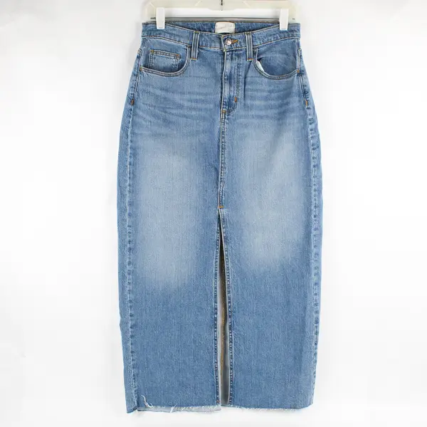 Universal Thread Denim Women's 6 Medium Wash Denim Long Skirt w/ Front Slit