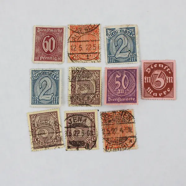 Lot Of 10 Germany Dienstmarke 1/2/3/5/50 Mark 60 Pfennig Stamps Used 1920s