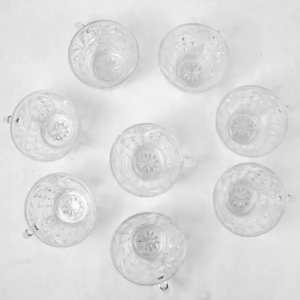 Vintage Anchor Hocking Arlington Pattern Punch Bowl Set w/ 8 Cups 