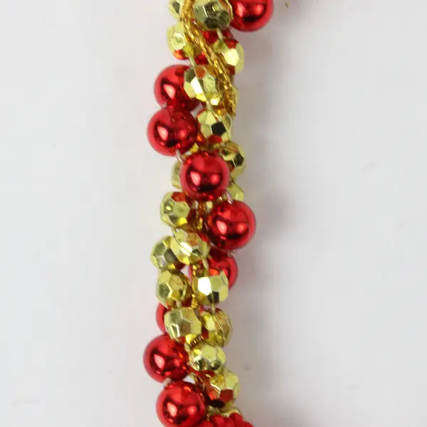 Lot of 4 Red and Gold Beaded Garlands Christmas New Years 9ft Each