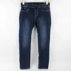 Unbranded Youth Girls L (10-12) Dark Wash Skinny Elastic Waist Denim Jeans