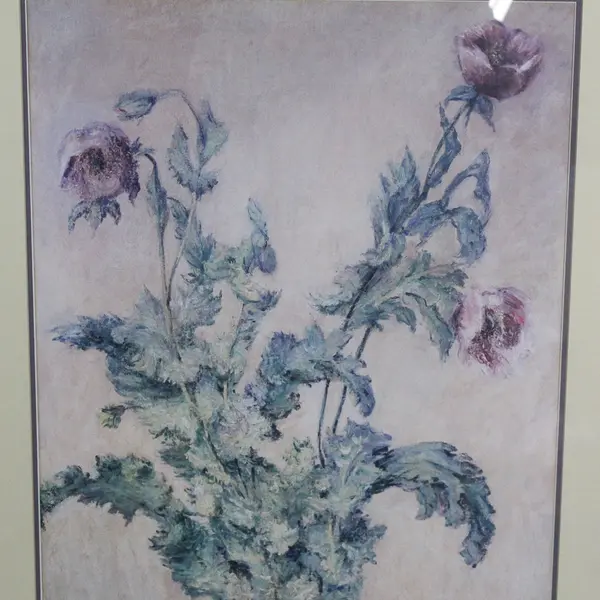 Claude Monet Purple Poppies Art Print Matted and Framed