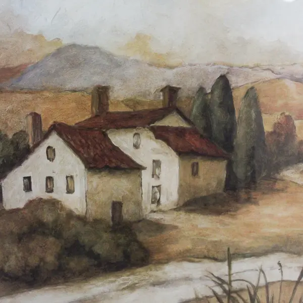 43W"x32.5H" Traveling The Countryside II by Charlene Olson Matted and Framed