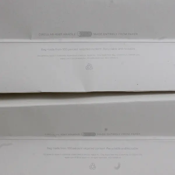 Lot of 2 Apple Store Shopping Bag White Paper with Woven Handles 15.5"x11"