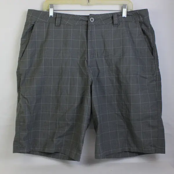O'Neill Gray Grid Pattern Flat-Front Bermuda Shorts Men's Size 38